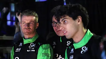 LONDON, ENGLAND - FEBRUARY 18: Gabriel Bortoleto of Brazil and Stake F1 Team Kick Sauber and team